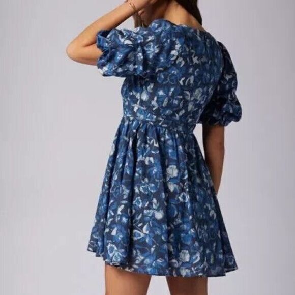 Joie D0066XA9370 Women's Sz 3X Blue Floral Lucia Mini Cotton Dress - Picture 13 of 13